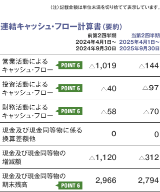 画像:連結キャッシュ・フロー計算書(要約)